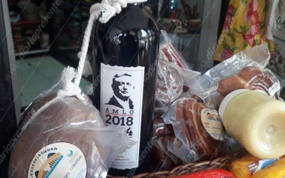 Venden vino con imagen de López Obrador en  Villahermosa
