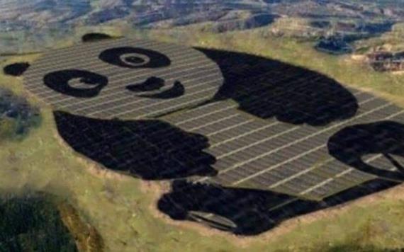 China sorprende al construir una planta de energía solar con forma de panda