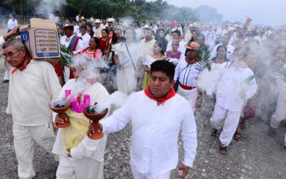 Inicia ritual de los pueblos originarios a la madre tierra para anuencia del Tren Maya