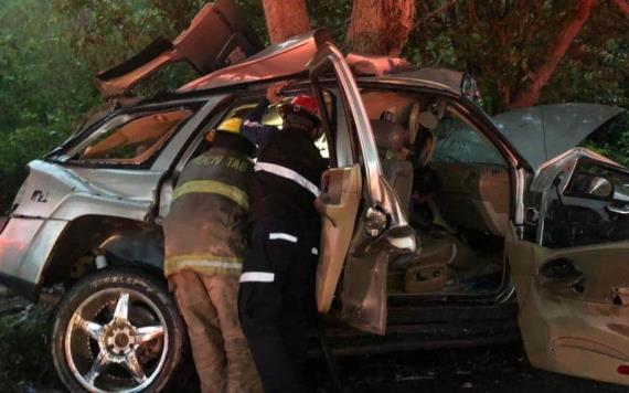 Terrible accidente en la  carretera Macuspana a Villahermosa; se reporta una persona muerta