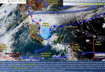 Se prevén bajas temperaturas en México; frente frío N° 11 mantendrá el potencial de lluvias