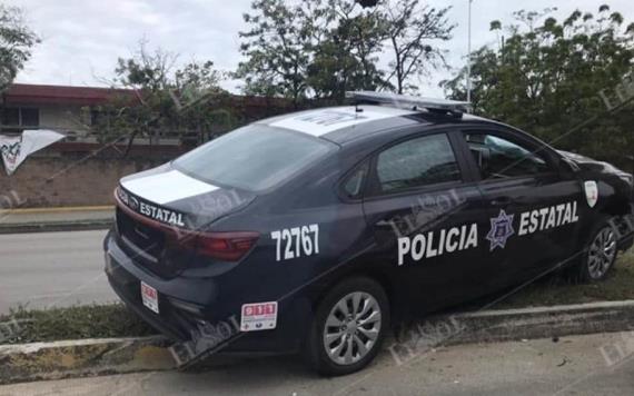 Se accidenta patrulla de la Policía Estatal en el periférico de Villahermosa