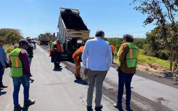 Supervisa el Gobernador la reconstrucción de tramos de la carretera villa Chablé-El Triunfo
