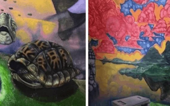 Descubre un mural oculto en su casa luego de que su gato arrancara el empapelado