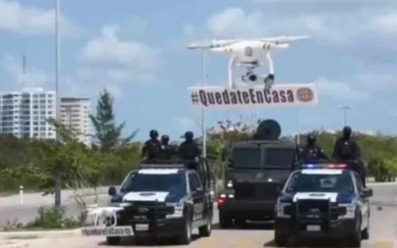 Piden en Quintana Roo quedarse en casa; realizan llamado con drones