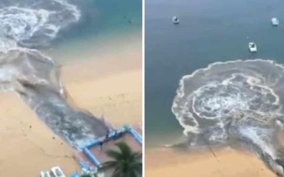 Captan a hotel descargando aguas negras en playa de Acapulco