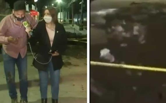VIDEO: Camarógrafo cae en un socavón mientras transmitía en vivo