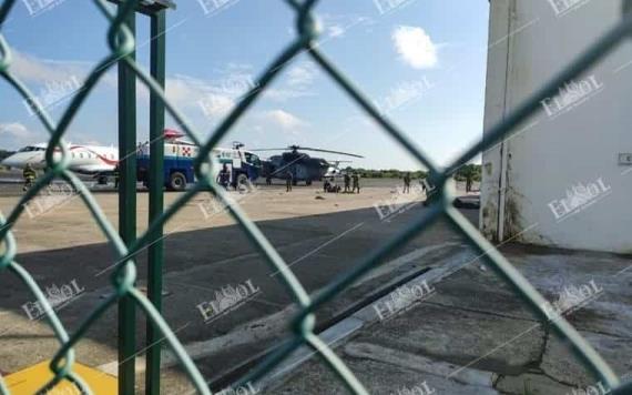 Se desploma helicóptero en el interior del aeropuerto de Villahermosa