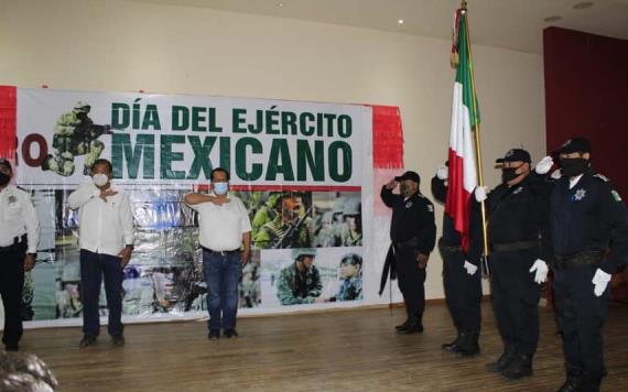 Realizan acto cívico por el  Día del Ejército Mexicano en Paraíso