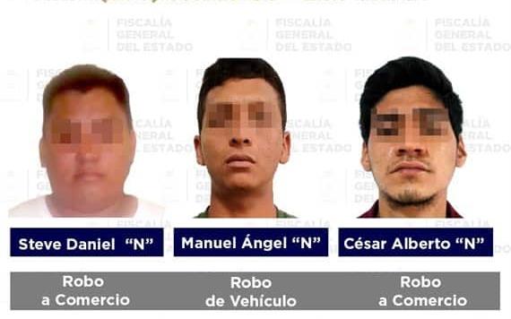 Tres detenidos por robo en distintos operativos en municipios