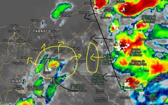 En las próximas 2 horas se espera la formación de tormentas en Balancán y Tenosique