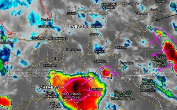 Lluvias moderadas a fuertes en Balancán y Tenosique