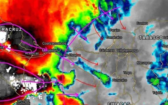 Recientes imágenes de satélite del sistema de tormentas en Veracruz