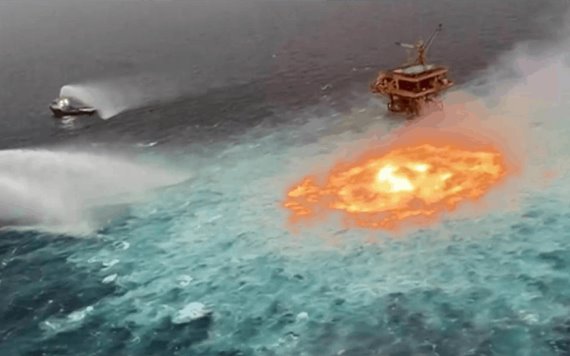 Petróleos Mexicanos revela causas de incendio en el mar 