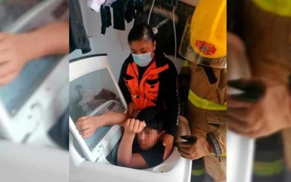 #Viral: Niño queda atrapado en una lavadora
