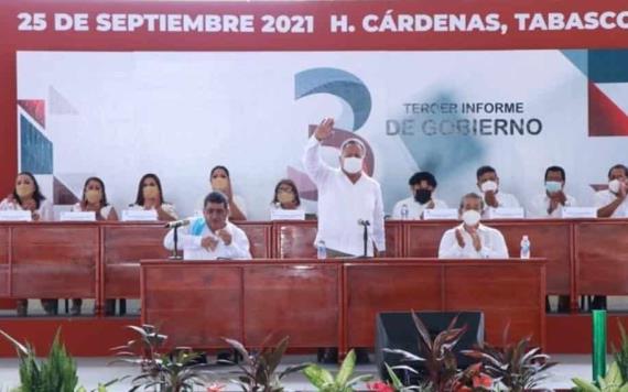 Atestigua subsecretario de Desarrollo Político Tercer Informe de edil de Cárdenas