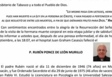 Se confirma la muerte del párroco de la iglesia católica San Sebastián Mártir, Rubén Ponce de León