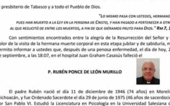 Se confirma la muerte del párroco de la iglesia católica San Sebastián Mártir, Rubén Ponce de León