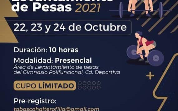 Realizarán taller de levantamiento de pesas del 22 al 24 de octubre en el Gimnasio Polifuncional de la Ciudad Deportiva