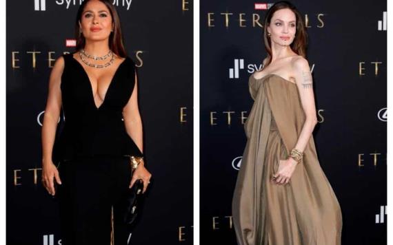 Salma Hayek y Angelina Jolie deslumbran en el estreno de "Eternals"