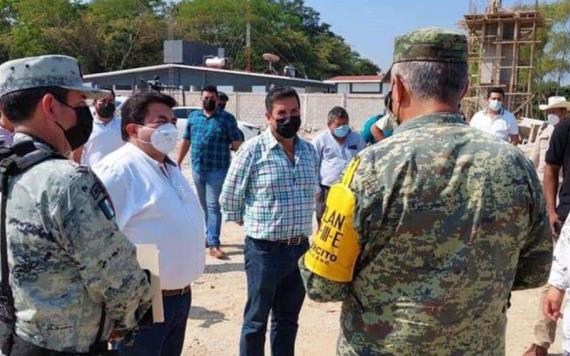 Supervisan construcción de sede de la Guardia Nacional en Macuspana