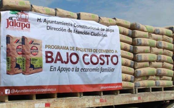 Entregan paquetes de cemento a bajo costo en Jalapa