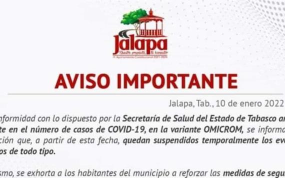 Suspenden eventos masivos en Jalapa