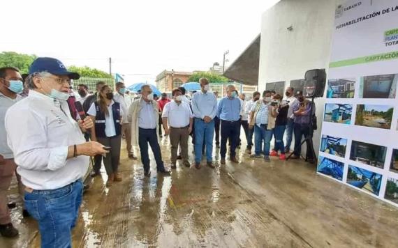 Gobernador del Estado y el Alcalde inspeccionan las obras de la Planta de Captación y la Planta Potabilizadora en Macuspana