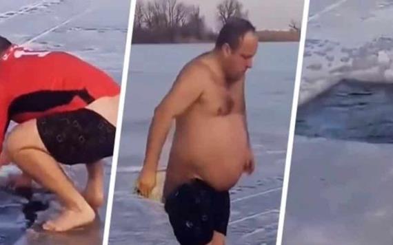 Video: Mujer graba la muerte de su esposo tras aventarse a río congelado