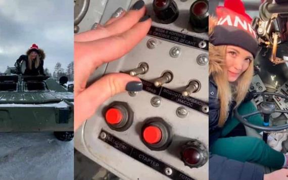 Una tiktoker ucraniana enseña en un vídeo cómo encender y conducir un tanque ruso