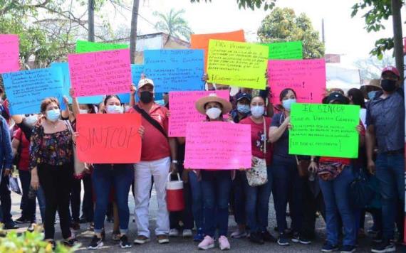 Integrantes del SINTCOP se manifestaron para pedir resolución de las violaciones al contrato colectivo de trabajo