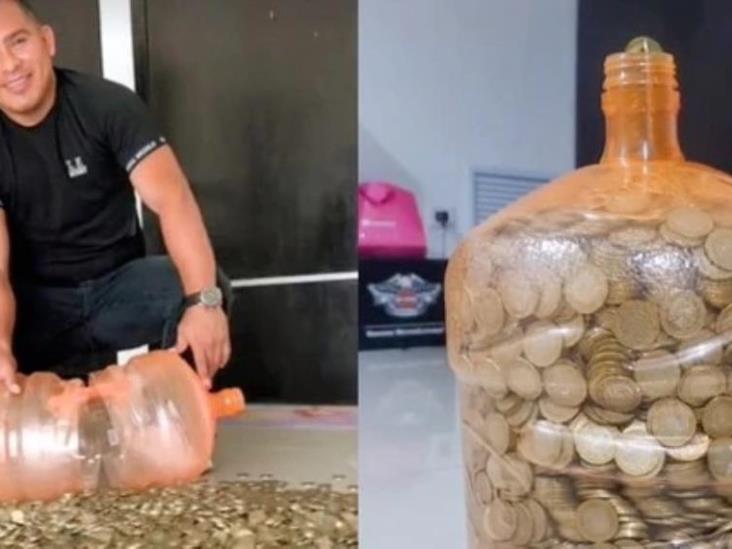 Llena garrafón con monedas de 10 pesos; sorprende la cantidad que logró reunir Llena garrafón con monedas de 10 pesos; sorprende la cantidad que logró reunir