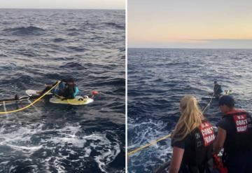 Llega a Cayos de Florida buzo cubano en tabla de windsurf