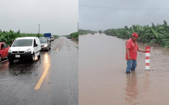 Se registran vados de agua en la carretera Villahermosa-Teapa