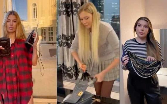 Influencers rusas destruyen sus bolsos Chanel en protesta contra la marca
