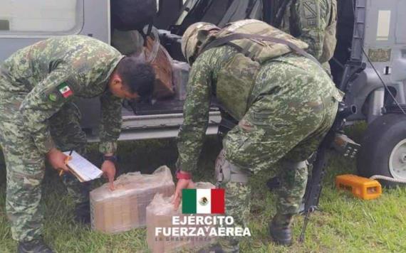 Ejército y Fuerza Aérea Mexicanos en operación conjunta realizan en Chiapas el aseguramiento de una aeronave con probable cocaína
