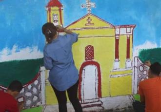 En Teapa, murales embellecen la deportiva Damián Pizá Beltrán