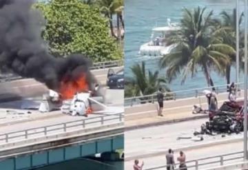 Choque de una avioneta contra un puente de Miami Beach deja un muerto y cinco lesionados