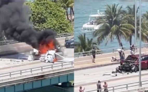 Choque de una avioneta contra un puente de Miami Beach deja un muerto y cinco lesionados