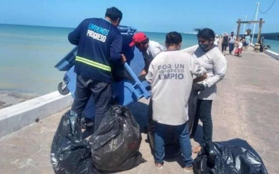 Recolectan en playas de Progreso más de 300 kilogramos de basura