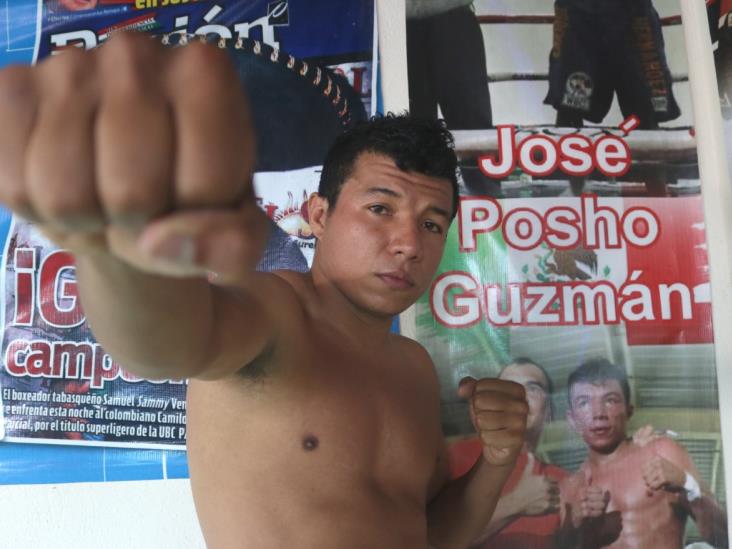 El boxeador tabasqueño José "Posho" Guzmán se encuentra entrenando intensamente El boxeador tabasqueño José "Posho" Guzmán se encuentra entrenando intensamente