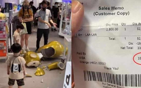 Niño en Hong Kong rompe teletubbie gigante y papás terminan pagando 4 mil dólares a la juguetería
