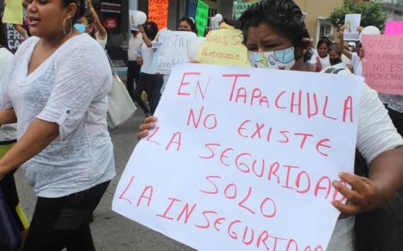 Protestan en Tapachula por el feminicidio de Valeria y la desaparición de Monserrat en Chiapas
