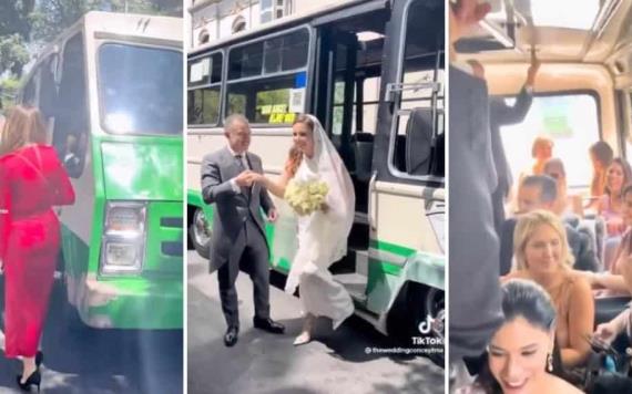 Pareja de novios contratan microbuses en su boda; los tunden en redes sociales