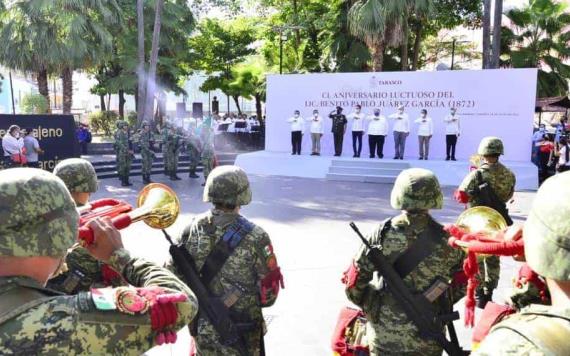 Autoridades homenajean aniversario luctuoso de Benito Juárez García
