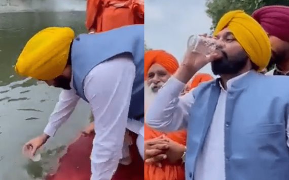 Ministro indio toma agua de río contaminado para demostrar que está limpio... lo hospitalizaron