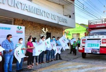 Dan banderazo a Jornada de descacharrización Comunitaria en Teapa