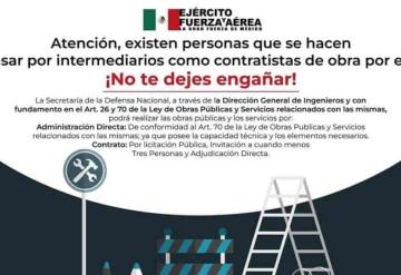 Ejército Mexicano advierte de estafas en materia de obras públicas