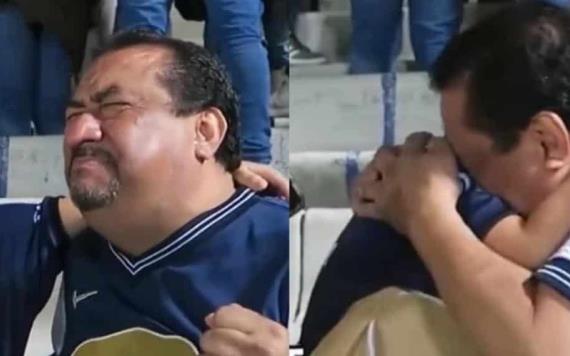 Abuelo y nieto lloran juntos por derrota de Pumas ante América; momento se hace viral