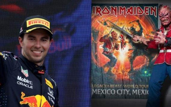 Checo Pérez aparece en una camiseta de edición especial de Iron Maiden